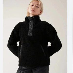 Athleta Black Cozy Sherpa Snap Sweatshirt - Size XS